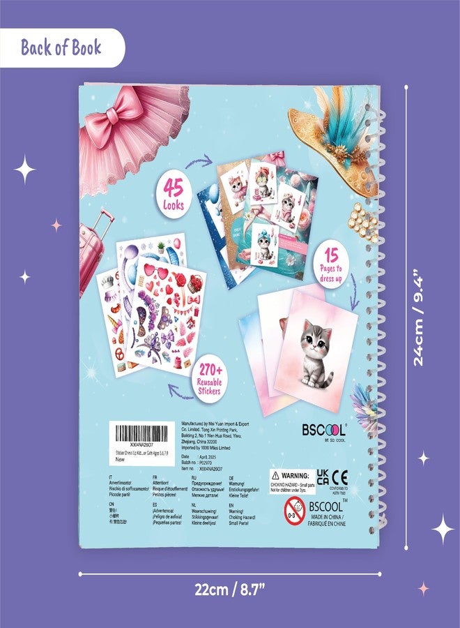 BSCOOL Sticker Dress Up Kitten - Kids Activity Book Learn Fashion Design for Kitten with Guides and 270+ Reusable Stickers. Christmas Gift for Girls Ages 5,6,7,8 - Image 3